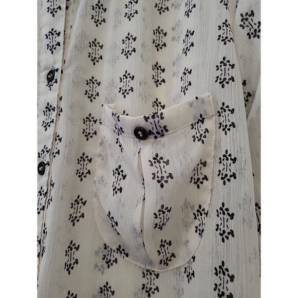 Knox Rose Boho Popover Blouse Sheer Long Sleeve Ivory Gray 2X - Picture 3 of 7